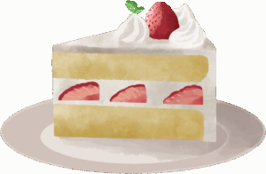 お皿に乗ったショートケーキのフリー素材イラスト