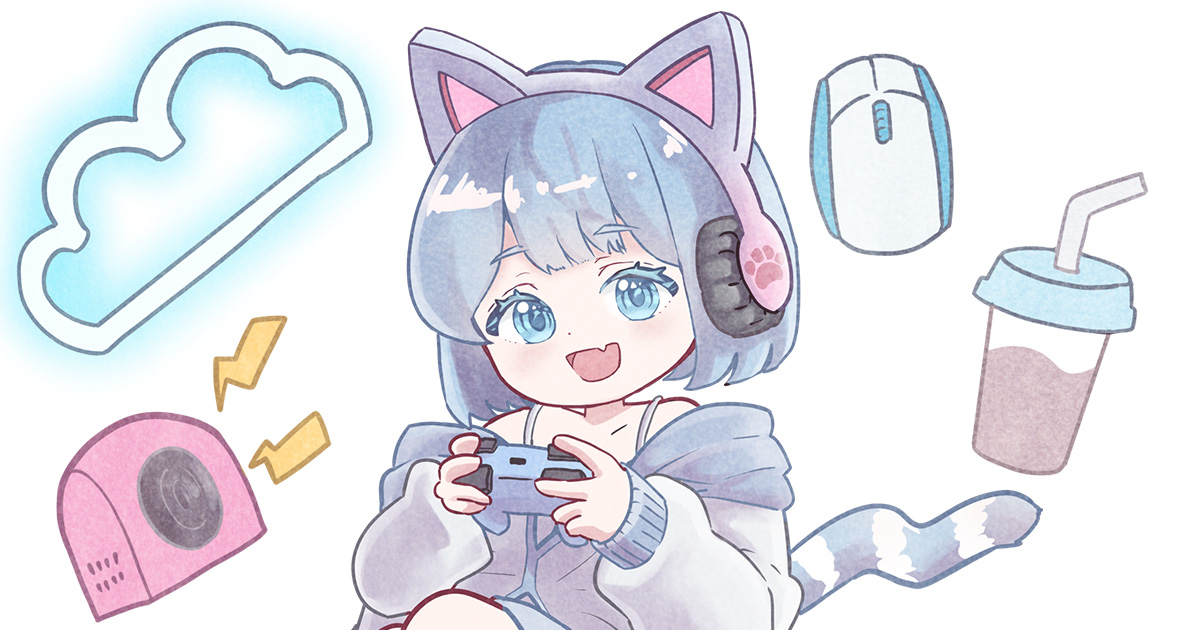 pngtuber用ゲーマー風女の子立ち絵イラスト 無料配布 表情差分あり